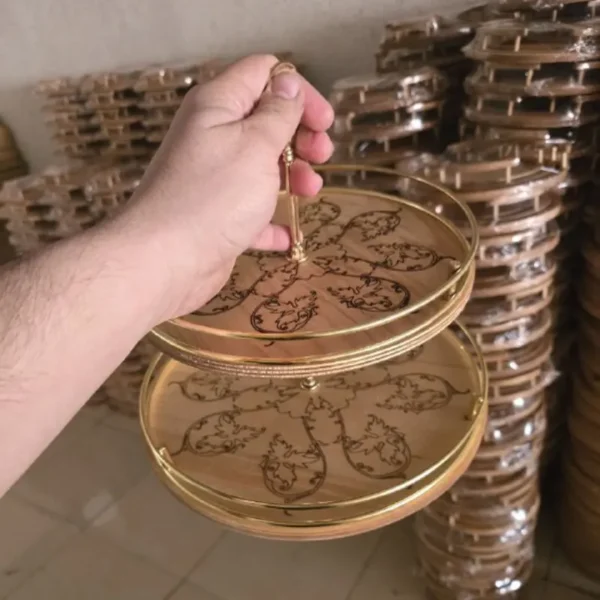 شیرینی خوری دو طبقه مفتول و چوب