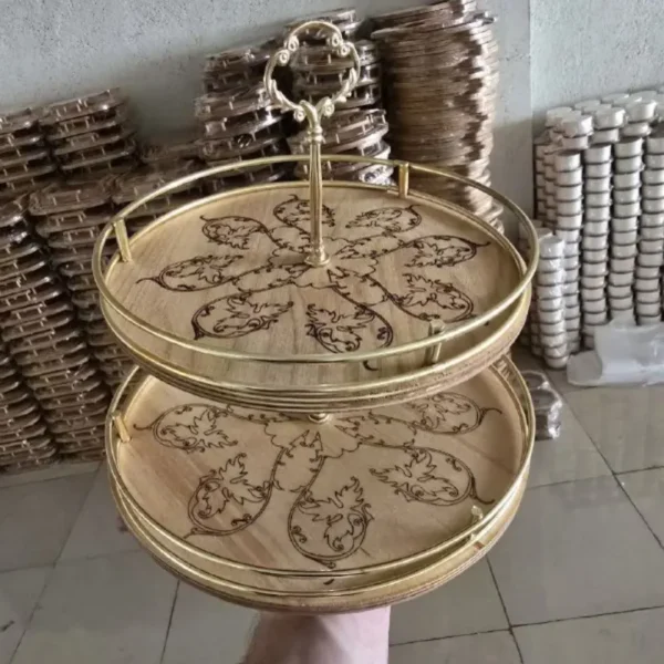 شیرینی خوری دو طبقه مفتول و چوب